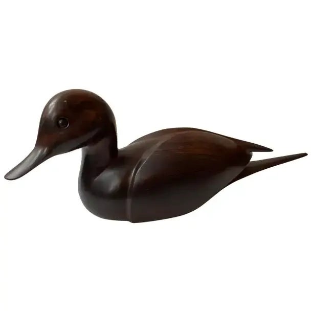 Brown 1980s Thomas Suby Carved Duck Sculpture For Sale - Image 8 of 8