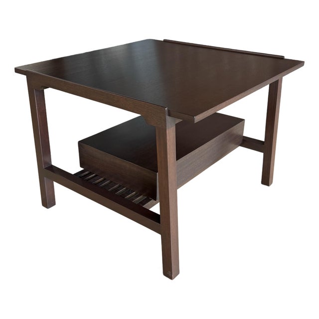 Mid-Century Modern Refinished Dunbar Side Lamp Table With Drawer For Sale