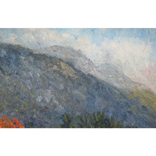 Impressionist Hildegarde Hamilton by Island Mountains and Boats by the Coast, Mid 20th Century Landscape For Sale - Image 3 of 11