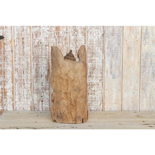 Brown Antique Mythical Thai Wooden Statue For Sale - Image 8 of 11