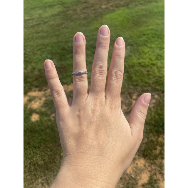 0.15ctw Diamond Faceted Band, Platinum, Ring Size 5, Stackable For Sale In Greensboro - Image 6 of 6
