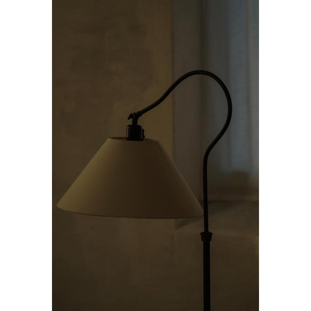 Mid-20th Century Danish Wrought Iron Floor Lamp with Curved Arm, 1950s For Sale - Image 6 of 15