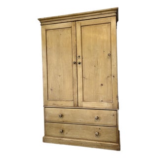 19th Century English Pine Linen Press For Sale