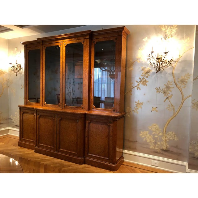 19th Century English Traditional Burlwood Bookcase/Breakfront For Sale - Image 9 of 14