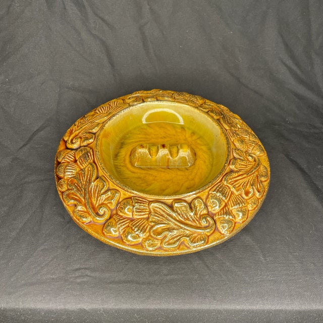 Mid Century Gold Acorn California Original Ceramic Ashtray For Sale - Image 4 of 11