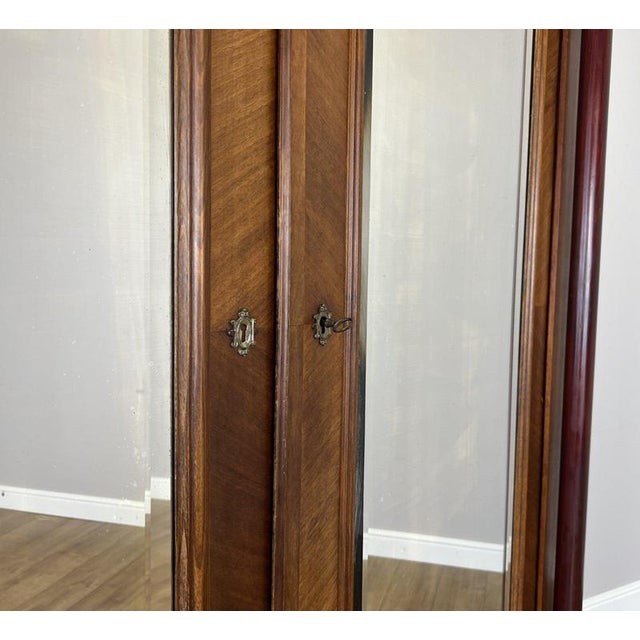 Glass Antique French Carved Walnut Mirrored 2-Door Armoire For Sale - Image 7 of 18