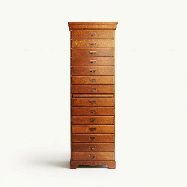 Mid-Century Danish Oak Archive Cabinet with Pull-Out Shelf, 1920s For Sale - Image 16 of 16