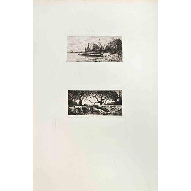 Environs de Rix is an artwork realized by A.Appian in the 1870s. Etching. Image size:9x17 and 9x17 Good conditions....