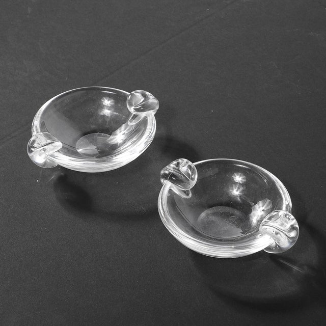Pair of Mid-Century Modernist Crystal Dishes Signed Steuben For Sale - Image 12 of 18