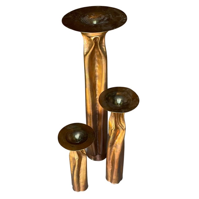 1970s Thomas Roy Markusen Copper Candle Holders - Set of 3 For Sale - Image 9 of 9