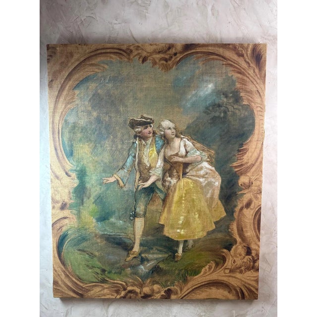 Théodore Levigne, Gallant Scene, 1890s, Oil on Canvas For Sale - Image 11 of 12