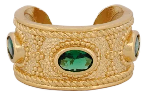 Queen Cleopatra Emerald Energy Cuff Adjustable Ring, Size 4