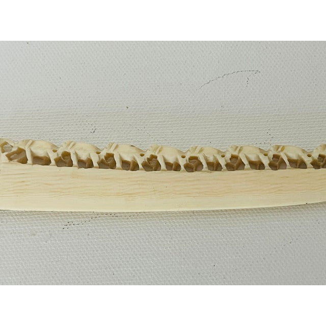 Shabby Chic Antique Carved Bone Elephant Figurines Letter Opener For Sale - Image 3 of 4