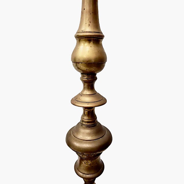 Brass A Pair of Early 18th-Century Brass Altar/Mantel Candle Holders For Sale - Image 8 of 11