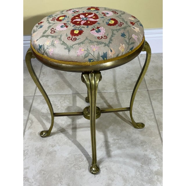 Vintage Brass Suzani Foot Stool For Sale - Image 4 of 13
