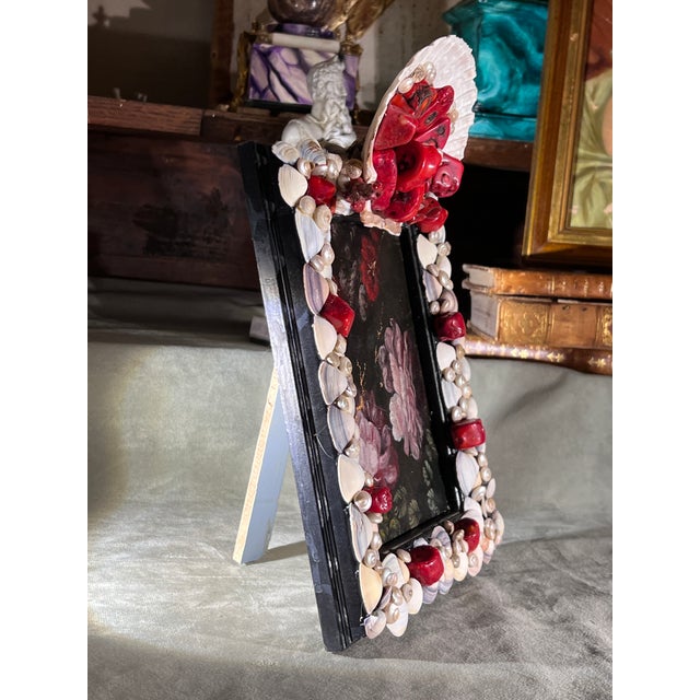 1910s Mediterranean Grotto Baroque Style Frame With Dutch Oil on Canvas Still Life Painting Fragment For Sale - Image 5 of 10