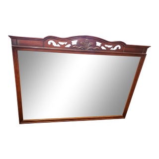 Vintage Large Carved Mahogany Hanging Wall Mirrorr For Sale