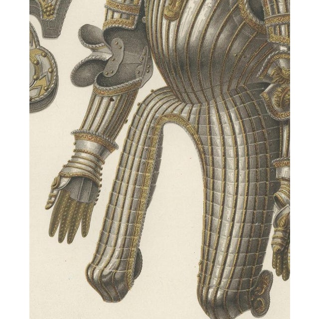 H. Moulin, Armor of Charles the Fifth, Morion and Chanfron, 1851, Chromolithograph For Sale - Image 6 of 9