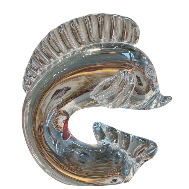 Steuben Glass Signed Steuben Crystal Dolphin Figurine Sculpture For Sale - Image 4 of 4