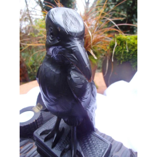 Black Antique Hand-Carved Desk Set with Raven, 1890s For Sale - Image 8 of 12