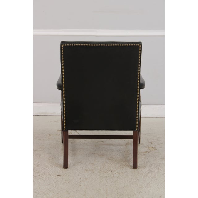 Wood Pair of Hickory Chair Co Leather Mahogany Armchairs For Sale - Image 7 of 17