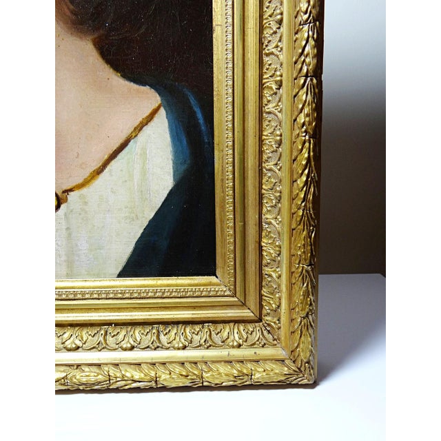 A. Piard, Portrait of a Young Woman in Profile, Oil on Canvas, 19th Century, Framed For Sale - Image 9 of 13