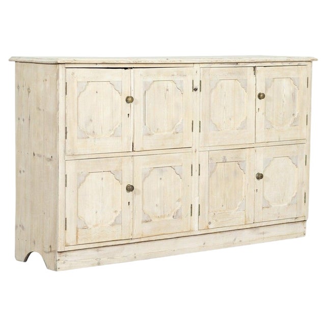 Large English Bleached Pine Locker Cabinet, 1890 For Sale