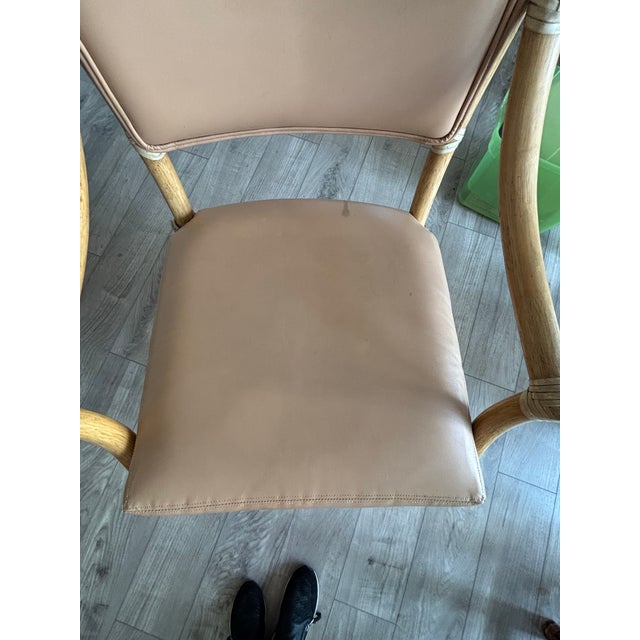 Wood Vintage Authentic McGuire Bamboo/Rattan/Leather Dining Room Set. Circa Late 1990’s. For Sale - Image 7 of 12