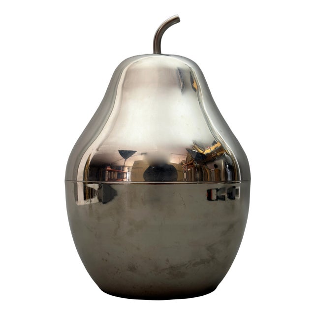 Vintage Pear Stainless Steel Ice Bucket, 1970s For Sale