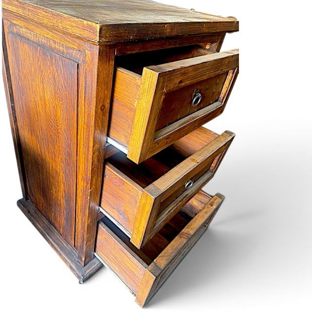 Amber Rustic Southwestern Pine 3-Drawer Planked Clavo Chest or Nightstand For Sale - Image 8 of 14