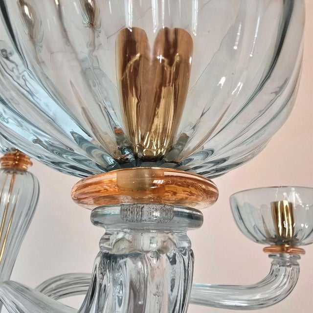 1980s Light Blue Murano Glass Chandelier For Sale - Image 10 of 14