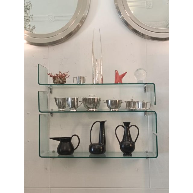 Metal Glass Babila Shelves by Luca Casini for Fiam, Italy, 1990s, Set of 3 For Sale - Image 7 of 10
