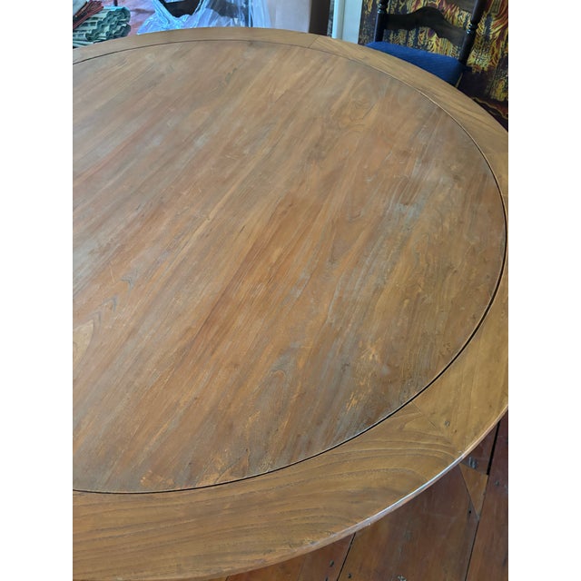 American 1990s Reproduction Round Country Hearth Farm Table For Sale - Image 3 of 6