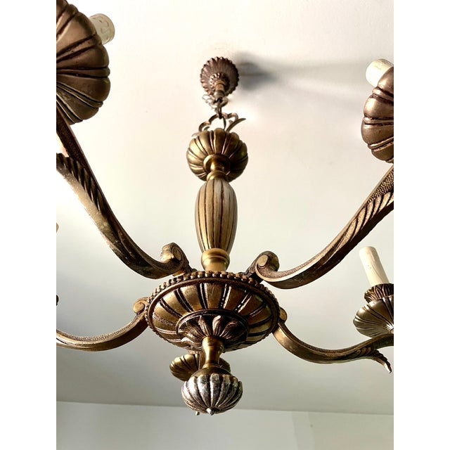 Regency Bronze 5-Light Chandelier, 1950s For Sale - Image 9 of 10