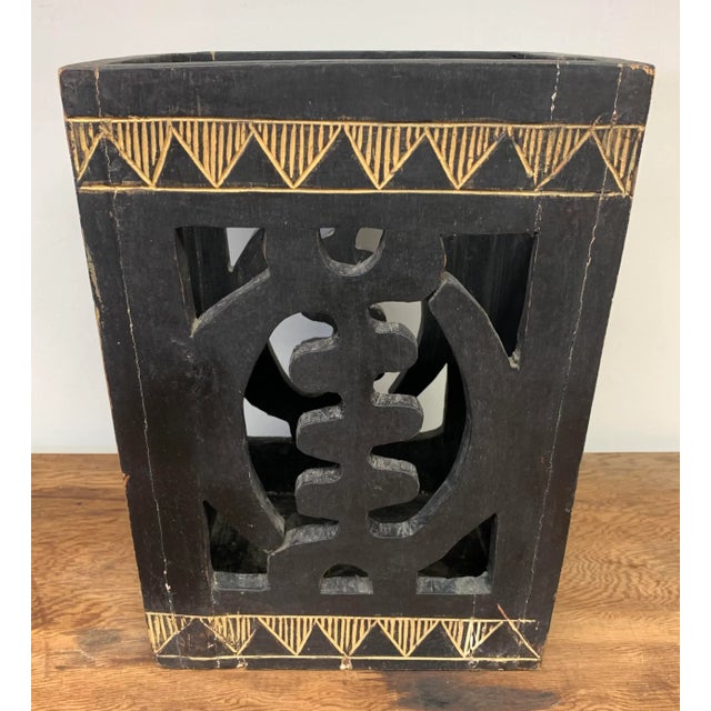 Carved Tribal African Waste Bin or Table Base For Sale - Image 4 of 6