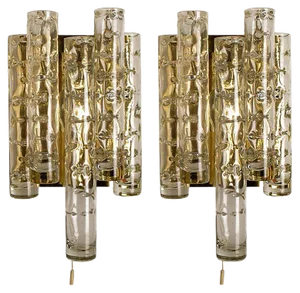 Brass and Glass Wall Lights by Doria Leuchten Germany, 1960s, Set of 2