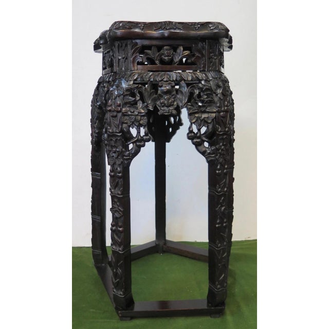 Wood Vintage Chinese Carved Teak Pedestal For Sale - Image 7 of 12