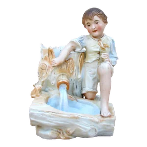 Staffordshire / Victorian Style Figural Porcelain Match Striker / Humidor