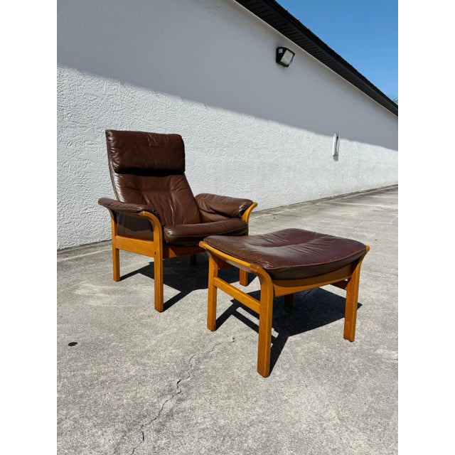 Authentic Göte Möbler Swedish Leather Lounge Chair & Ottoman | Mid Century Modern Teak Armchair | 1970s Scandinavian Design For Sale - Image 12 of 12