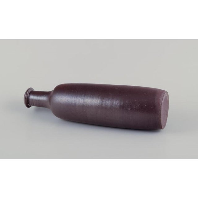 Mid-20th Century French Ceramic Vase Slender Form in Brown Glaze For Sale - Image 5 of 7