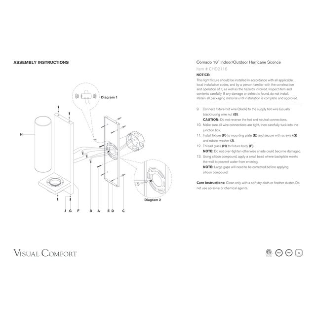 Chapman & Myers for Visual Comfort Signature Cornado 18" Indoor/Outdoor Hurricane Sconce in Museum Brass with Etched Crystal For Sale In Houston - Image 6 of 6