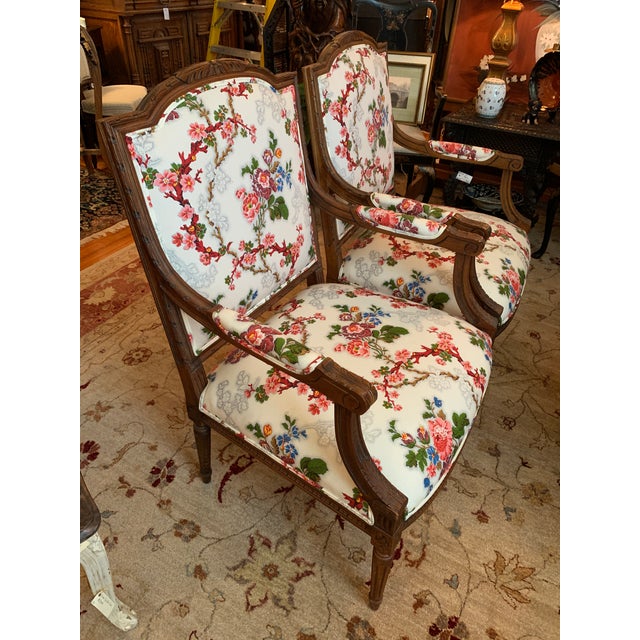 Vintage Mid Century Pair Ethan Allen Floral Accent Chairs Chairish