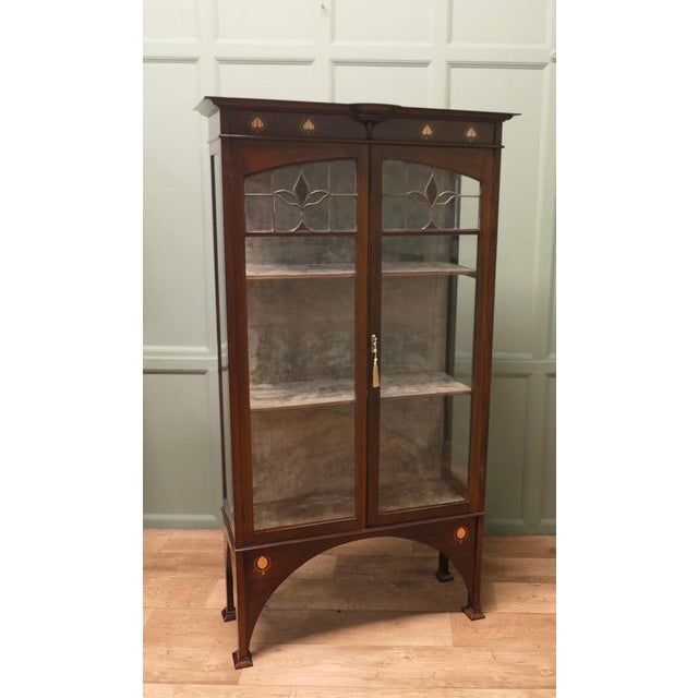 Tall Arts and Crafts Glazed Display Cabinet, 1880 For Sale - Image 4 of 8