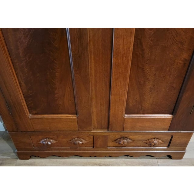 Brown 19th Century American Rococo Revival Walnut Burl Breakdown Armoire For Sale - Image 8 of 18