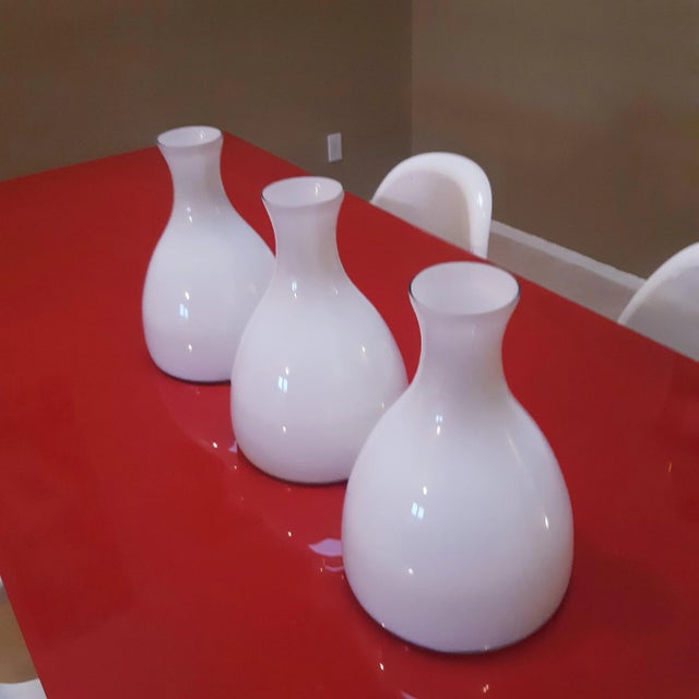 Nice oversized contemporary white glass vases. 3 available you can buy individually or all. Price is per item.