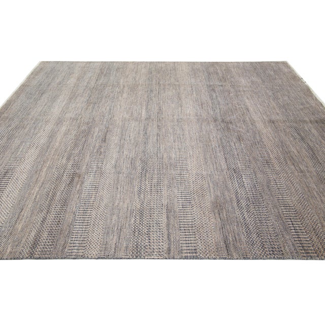 2020s Modern Savannah Wool Rug Handmade in Brown With Geometric Pattern For Sale - Image 5 of 11