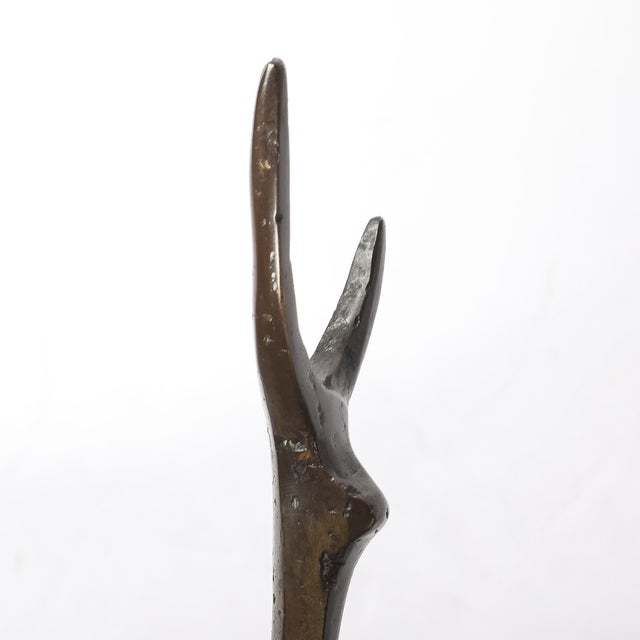 Mid-Century Modernist Bronze Deer Sculpture Signed Aharon Bezalel For Sale - Image 16 of 17