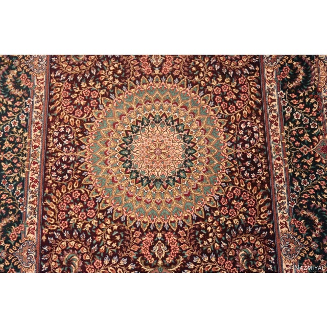 1950s Nazmiyal Collection Floral Vintage Persian Silk Qum Runner Rug For Sale - Image 5 of 8