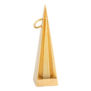 Carimati Vintage 18k Gold Pendant Geometric Obelisk Italian Modernist 1970s For Sale