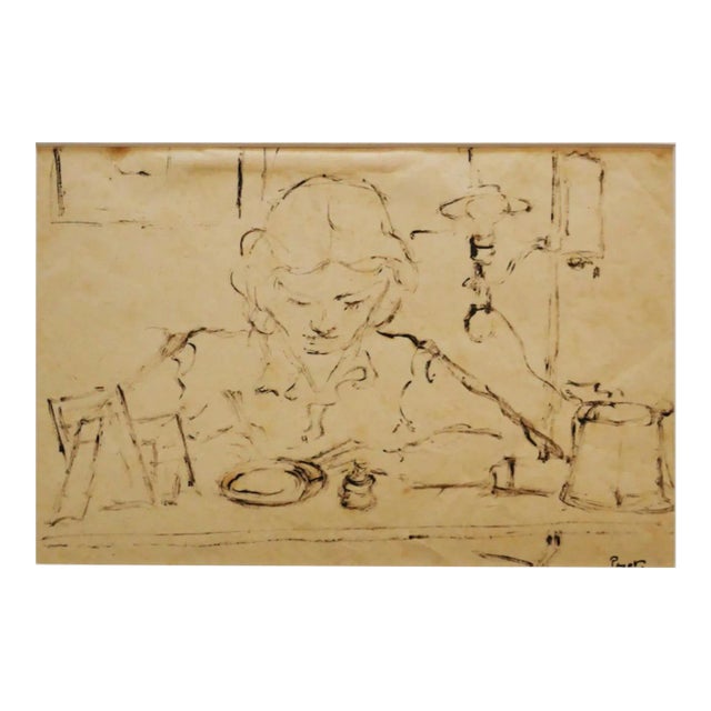 Arturo Peyrot, Woman, Drawing, 1960 For Sale